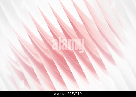 A minimalist abstract background featuring a series of repeating, flowing diagonal curves in soft pink and white tones, isolated on a pure white backg Stock Photo