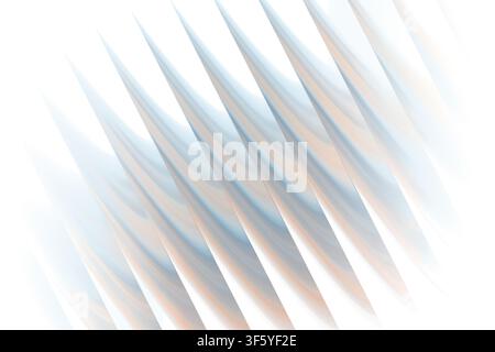 An abstract digital art composition featuring sharp, repeating diagonal blade-like structures with soft gradients, isolated on a clean white backgroun Stock Photo