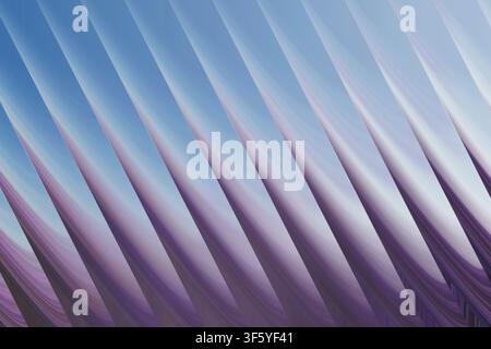 An artistic abstract background displaying elegant, diagonal wave-like shapes transitioning between soft blue and purple hues. Stock Photo