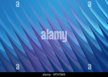 A striking abstract background showcasing repeating diagonal wave patterns rendered in rich shades of deep blue, violet, and cyan. Stock Photo