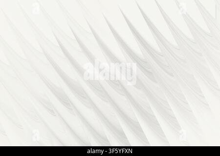 A minimalist abstract digital artwork showing repeating white wave-like forms with subtle shadows, creating a clean and modern textured effect. Stock Photo