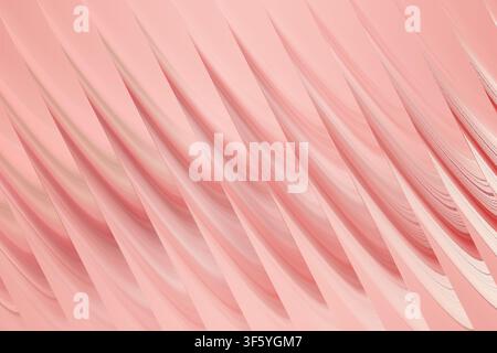 A smooth, abstract 3D fractal design featuring repeating wave-like structures in soft pink tones, creating a sense of depth and movement. Stock Photo