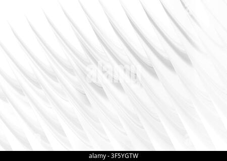 A clean, minimalist abstract fractal composition featuring subtle, repeating curved forms and soft shadows, isolated on a pure white background. Stock Photo
