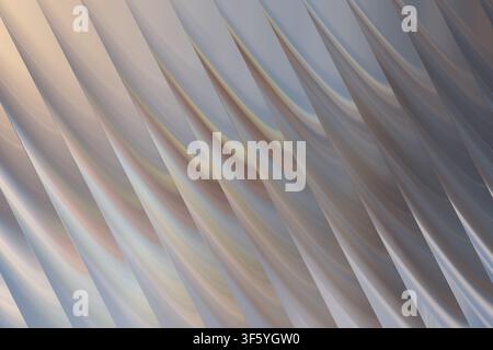 A minimalist abstract background featuring soft, elegant diagonal curves and waves in shades of grey, silver, and subtle warm highlights. Stock Photo