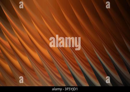 A high-resolution abstract fractal design featuring repeating diagonal curved layers in warm orange and deep brown tones, creating a sense of depth. Stock Photo