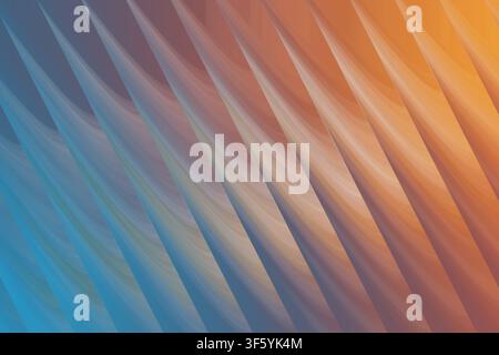 A vibrant abstract background with diagonal wave structures transitioning from blue to orange, creating a sleek and modern aesthetic. Stock Photo