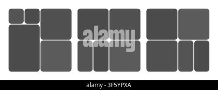 Post template social and media ig grid with layout story design. Collage puzzle mockup and banner background set with abstract vector photo. Frame hig Stock Vector
