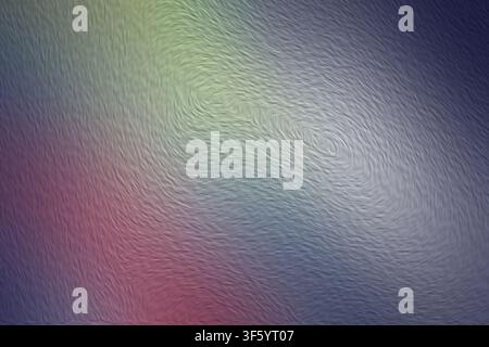 An abstract digital artwork showcasing a swirling, textured surface with a vibrant gradient transitioning from green and purple to deep blue tones. Stock Photo