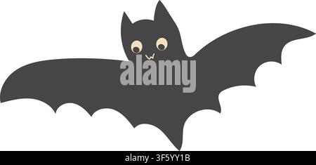Vector halloween bat colorless black and white, outline silhouette of wild animal, bat shadow shape Stock Vector