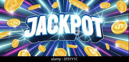 Casino jackpot font with premium white lettering and blue glow effects. Perfect 3D text style for poker tournaments, winner announcements, and gaming templates. Stock Vector