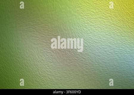 A digital abstract background featuring a textured surface with swirling, brushstroke-like patterns in shades of green, yellow, and soft grey. Stock Photo