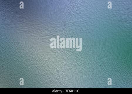 An abstract digital art background featuring a textured surface with a smooth gradient transition from blue to green, creating a fluid, aquatic effect Stock Photo