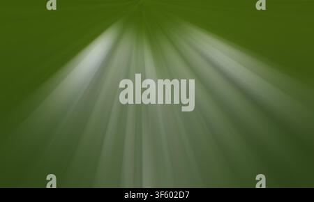 Abstract background showcasing soft, radial white light rays emanating from the top center against a deep green backdrop, creating a focused effect. Stock Photo
