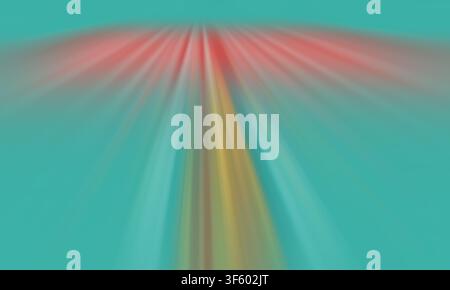 Abstract background featuring colorful light streaks radiating from the top against a teal backdrop, creating a sense of fast motion and energy. Stock Photo