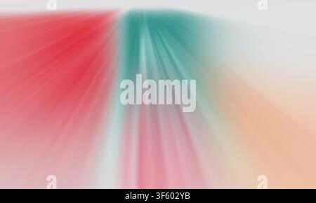 A vibrant abstract background showcasing a motion blur effect with radial streaks of red, teal, and soft peach tones. Stock Photo