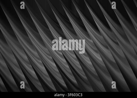 A sophisticated abstract background featuring dark grey diagonal wave-like structures, creating a sense of depth, motion, and modern minimalist textur Stock Photo