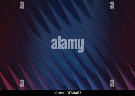 A moody abstract composition with sharp, repeating diagonal ridges in deep blue and purple tones, suggesting a futuristic or technological texture. Stock Photo