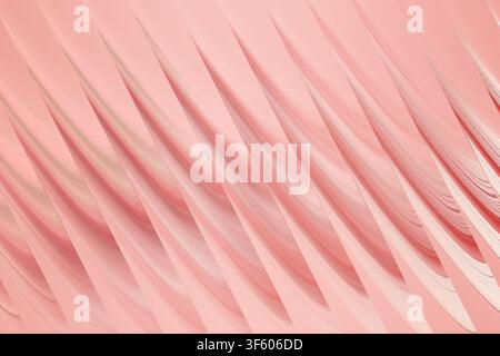 A smooth, abstract 3D fractal design featuring repeating wave-like structures in soft pink tones, creating a sense of depth and movement. Stock Photo