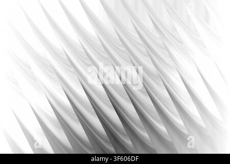 A smooth, abstract 3D fractal design featuring repeating wave-like structures in monochrome grey and white tones, creating a sense of depth and moveme Stock Photo