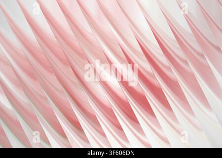 A minimalist architectural composition featuring repeating diagonal blade structures with a delicate soft pink and white color palette. Stock Photo