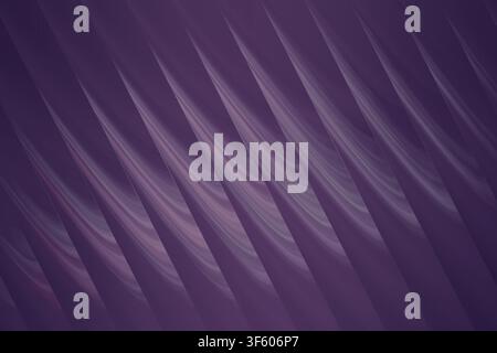 An abstract digital art background featuring repeating diagonal wave-like layers in deep and soft shades of purple, creating a sophisticated and flowi Stock Photo
