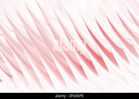 A beautiful abstract fractal image featuring repeating diagonal layers in soft pink and white, creating a light, airy, and ethereal visual effect. Stock Photo