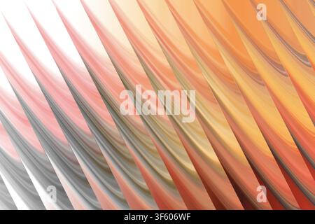 An abstract composition featuring repeating diagonal wave shapes in warm tones of orange, peach, and grey, creating a dynamic sense of movement. Stock Photo