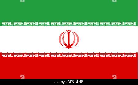 Iran national flag with green white red horizontal stripes and central emblem Stock Vector