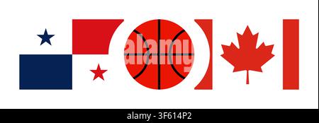 Panama vs Canada national flags basketball competition banner background Stock Vector