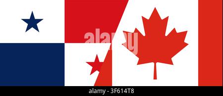 Panama vs Canada national flags diagonal split background Stock Vector