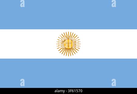 Argentina national flag with official sun of may symbol Stock Vector