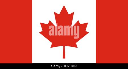 Canada national flag with red maple leaf on white square center and side bands Stock Vector