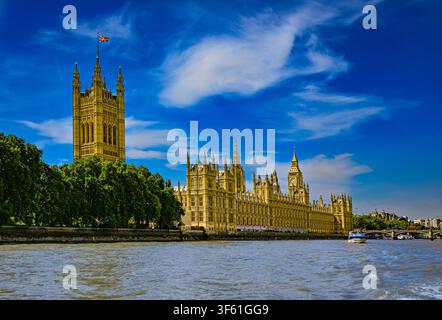 The Palace of Westminster on the River Thames, London, England, UK Stock Photo