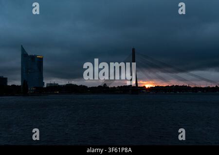 Bridge over the Daugava river in RIga, Latvia Stock Photo