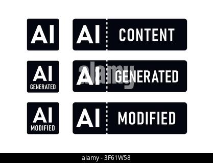 Icon AI label set for generated and modified content Stock Vector