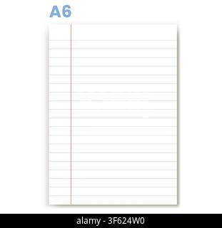 College Ruled Paper displays blue horizontal rules beside red writing margin across white field. Ideal for school assignments, handwriting practice, classroom notes, office correspondence Stock Vector