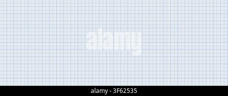 Seamless blue millimeter graph pattern with bold centimeter blocks and fine sub-squares across a wide white banner. Ready for engineering backdrops, math worksheets, UI boards or technical fills Stock Vector