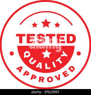 Red Tested Approved Quality Stamp with Premium Certification Design Stock Vector