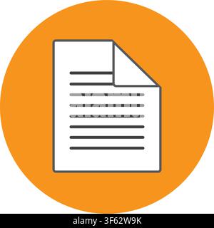 Orange Circular Document File Vector Icon with Folded Page Outline Stock Vector