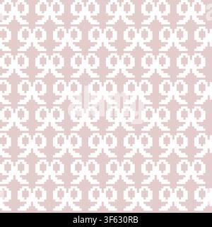 Ribbons Scissors Knitting seamless pattern design in baby pink for fashion and home textiles, graphics, knitwear and backgrounds Stock Vector