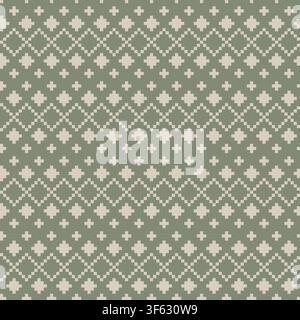 Argyle Knitting seamless pattern design in khaki green for fashion and home textiles, graphics, knitwear and backgrounds Stock Vector