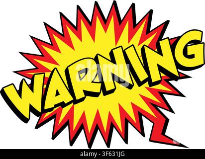 WARNING Comic Book Pop Art Starburst Speech Bubble Stock Vector