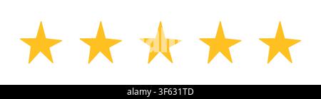 Five star rating set of elements. Yellow simple color elements. Stock Vector