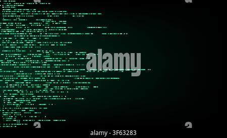 Abstract green matrix code streaming horizontally on dark background for futuristic digital technology cyber security programming and high tech data v Stock Vector