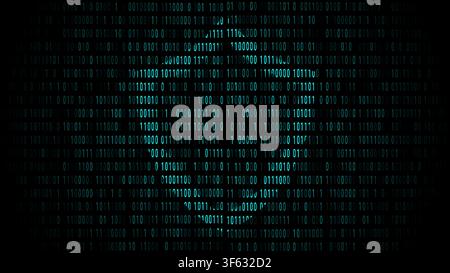 A dark futuristic background where cyan binary code lights up a shield silhouette  symbolizing modern artificial intelligence and digital cyber securi Stock Vector