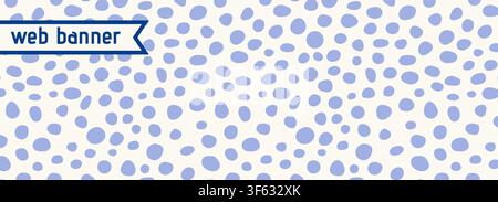 Blue organic seamless web banner with air bubbles on white background. Stock Vector