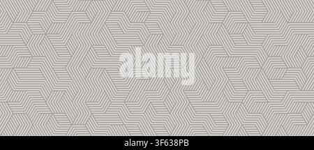 Seamless geometric grey line pattern on white background, abstract art deco elegant maze vector texture. Light modern wallpaper, neutral monochrome Stock Vector
