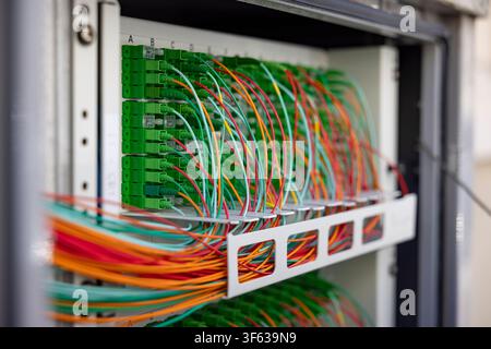 An electrical distribution box in a residential area. Stock Photo