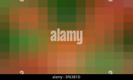 Abstract Pixelated Mosaic Pattern with Orange and Forest Green Tones, Pixel Art Vector Background Stock Vector
