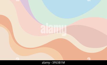 Abstract Pastel Wave Background with Soft Wavy Layers, Minimalist Pastel Rainbow Organic Curves Vector Pattern Stock Vector